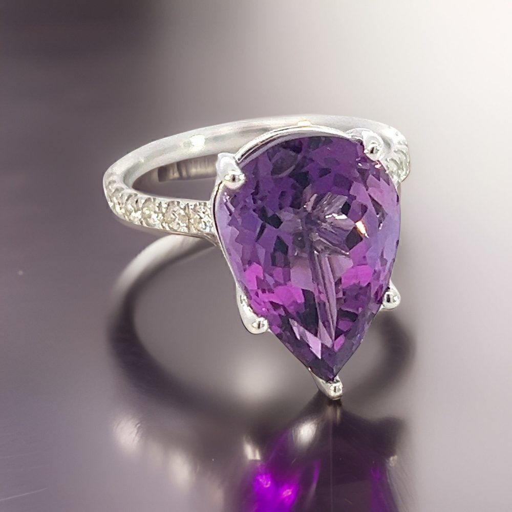 Natural Amethyst Diamond Ring 6.5 14k W Gold 7.67 TCW Certified $3,950 311006